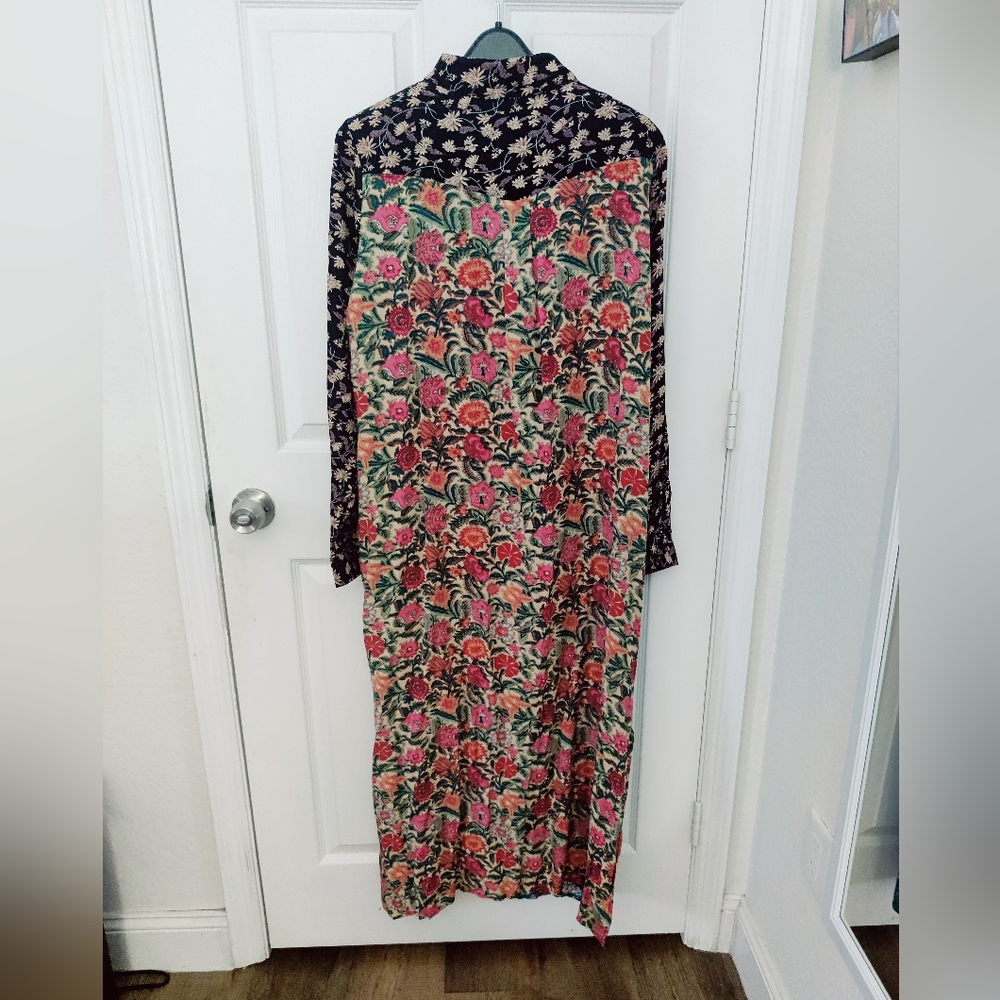 NATURAL LIFE Floral Patchwork Maxi Dress - Blue and Brown - Picture 2 of 5